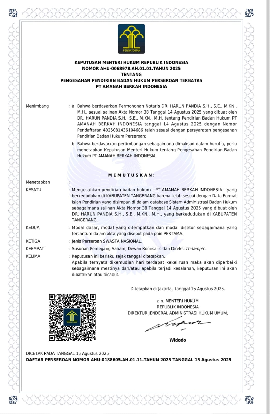 MENKUMHAM Certificate